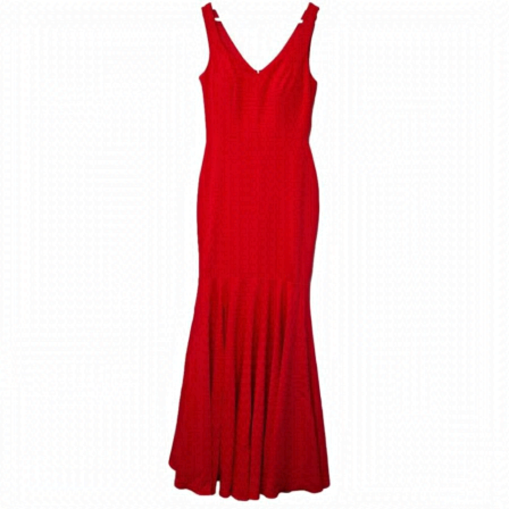 Hebeos Womens Size Small Red Floor Length Mermaid Gown Dress Formal Prom NEW
